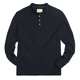 AKCLUBAK Men's New Retro Henry Collar Cotton Bottoming Shirt Simple Casual Long Sleeve T-Shirt Men 2409700 Navy Blue XL