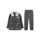 Fenton pajamas for men, three-layer thickened quilted, autumn and winter warm velvet lapel embroidered warm long-sleeved home wear set, retro gray-men's 2XL