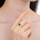 Natural emerald Cuban chain ring for women 18K gold fashionable commuting style colorful diamond ring green 0 carat 18 natural emerald ring