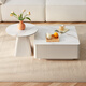 Quanyou Home Modern Simple Slate Round Small Apartment Simple Cream Style Square and Round Coffee Table Combination Living Room Home