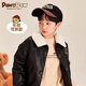 PawinPaw Bear Children's Clothing Winter Boys' Imitation Leather Clothes Flight Jackets Removable Fur Collar black/19 different batches 140