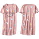 红豆（Hodo）睡裙女款夏季纯棉短袖2025新款家居服网红女士夏天夏款过膝睡衣裙 C1105 2XL 女(135-155斤)