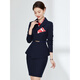ROMON work clothes, professional suits for women, spring and autumn formal wear, hotel manager front desk jewelry store work clothes, professional suits for women, long-sleeved suit + pants (navy blue) L