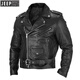 JEEP SPIRIT2024 New European and American European Size Motorcycle Men's Leather Jacket Spring and Autumn Men's Jacket Leather Jacket PU Black M