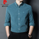 Pierre Cardin pure cotton long-sleeved shirt men's high-end 2025 new spring and autumn shirt men's casual corduroy brushed plus velvet shirt green plus velvet XL 140-155Jin Jin equals 0.5 kg