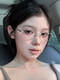 简浪 JEORLIOR日系银色方框平光眼镜女高智姐时髦装饰金属眼镜架小脸防蓝光近视 银色框 0度防蓝光【镜盒镜布】