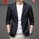 Pierre Cardin Spring and Autumn Blazer Men's 2025 New Casual Thin Unisex Men's Fashion Korean Printed Slim Small Suit Blue XL 180 Suitable for 150-165 Jin Jin equals 0.5 kg