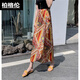 Bergren Tailandia Vacaciones Wrap Wrap Skirt Falda de encaje de Lace-Up Yunnan Estilo étnico Playa impresa Xishuangbanna Falda Tarjeta negra 841-4 Tamaño igual