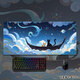 Three-color cat mouse pad, extra large two-dimensional landscape desk pad, game e-sports computer keyboard pad, student dormitory writing pad, customizable with high appearance, thickened edges and anti-slip 12804 The cat on the boat 100cmx50cmx4mm