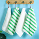 Beautiful polyester bamboo fiber dishwashing cloth, not easy to stain with oil, kitchen cleaning rag, household, not easy to shed, absorb water, lazy cleaning towel, 10 pieces, large size 25*25cm, striped green