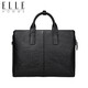ELLE HOMME Men's Business Briefcase Vegetable-tanned First-Layer Cowhide Handbag Large-Capacity Shoulder Crossbody Bag Casual Computer Bag NBEA088206411 Black