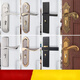 Nuzheng room door lock household universal bedroom interior door black lock three-piece set old door handle old door replacement lock E type gold complete set 35-45MM universal type with key