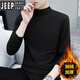JEEP SPIRIT velvet half turtleneck bottoming shirt for men, warm lining, slim long-sleeved t-shirt, youth inner wear solid color sweatshirt T192 carbon gray + T192 black velvet L 115-130Jin Jin is equal to 0.5 kg