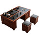 Slate Kung Fu coffee table with water boiling function, tea table, chair and tea set all-in-one set, modern home office tea table, walnut color 120*65*56cm