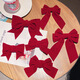 Lingmeng Children's Bow Hair Clip Red New Year and Christmas Hair Accessories Baby New Year Hair Clip Headwear Red Beveled Long Floating Large Size 1 pc