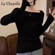 La Chapelle Autumn and Winter Design Niche Style Boat Neck Sweater Chic and Unique Pullover Knitted Sweater Bottoming Top for Women Pure 100 Automatic Heating Gray Pure 100 Automatic Heating XL Recommended 115-125 Jin Jin equals 0.5 kg