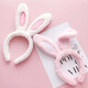 Lingchuan Little Rabbit Rabbit Ears Hairpin Hairpin Hairpin Hairpin Women's Headdress White Cute Children's Plush Headband Short-haired White Rabbit Headband
