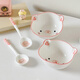 Persson (CERAMICS) Cute Cartoon Very Good-looking Rice Bowl 2025 New Tableware Set for Two Persons Cute Pig Two Bowls and Two Spoons