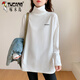 Woodpecker German velvet turtleneck bottoming shirt for women with thickened warm loose large size mid-length top fashionable long-sleeved T-shirt trendy AD0189 white M 95-115Jin Jin is equal to 0.5 kg