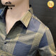 Classic Car (LAOYECHE) 2025 Large Plaid Shirt Men's Short Sleeve Summer Ice Silk Five-Part Half Sleeve High-end Slim Sleeve Seven-Part Sleeve Shirt Black CS826 M Recommended 108 Jin [Jin equals 0.5 kg]
