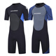 1.5mm men's short-sleeved one-piece swimsuit, women's warm 3MM snorkeling wetsuit, paddleboard surfing couple coach suit 1.5MM black and gray one-piece men's short-sleeved back zipper S