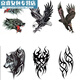 Jingpu Fei tattoo stickers are handsome, waterproof, simulated tattoos, personalized and fashionable half-arm wolf heads, 10-piece domineering set