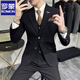 ROMON high-end commuter large size suit men's business casual suit Korean version slim suit wedding groom three-piece suit medium gray suit + trousers XL 120-132Jin Jin equals 0.5 kg