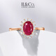IL&CO Youke Classic Princess Diana Style Natural Ruby Ring Women's 18K Gold Diamond Birthday Valentine's Day Gift 1 Carat Ruby Ring Size 16