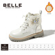 Belle children's shoes princess boots girls fashion Martin boots winter 2024 new style plus velvet warm short boots star meter 32