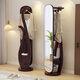 Baihua Peony solid wood full-length mirror coat rack home rotatable bedroom hanging clothes storage floor-standing multi-functional all-in-one dressing mirror walnut color