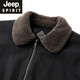 JEEP SPIRIT velvet thickened jacket men's winter new middle-aged and elderly dad's cotton coat lamb velvet casual sports jacket new product black 3XL