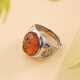 Potala Palace 925 silver ring amber Mahakala ring for men and women Tibetan ethnic style adjustable birthday gift for husband 925 silver inlaid amber Mahakala ring