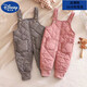 Disney children's down cotton pants for boys and girls in autumn and winter suspender pants for cold protection for infants and young children thickened outer wear to keep warm black openable dual-purpose gear 90
