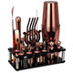 Acrylic set combination cocktail shaker bar stirring tool 20-piece set hand-cranked Boston shaker piano black Boston (750ML/600ML)
