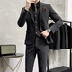 Luo Meng brand light luxury high-end suit suit men's plus size solid color suit suit men's three-piece suit groom wedding dress suit groomsmen dark gray suit + vest + trousers L