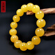 Hupai, one object, one picture, one certificate, natural beeswax bracelet, men's bracelet, chicken fat yellow, Russian raw ore, flawless bracelet, 24.58g, 14.2mm