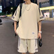 JEANSWEST short-sleeved T-shirt men's summer thin loose ice silk teen handsome two-piece clothes shorts paired with two-piece set 2-4-4022-653 white (one set) 2XL