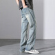 Jeans Men's American High Street Retro Denim 2025 NUEVA SUPRINGA Y SUMER A SUMPRESA Marca Straight-Tire Light-Flare Casual Long pantalones 9901 Blue L
