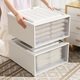 Straw Bear drawer-type storage box can be stacked for wardrobe storage, layered storage box, home clothes storage box, underwear storage box, depth 53, width 30, height 25cm, transparent white, affordable single package