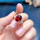 Shien s925 sterling silver natural pigeon blood red garnet ring fashionable personality simple gemstone ring live ring 8*10