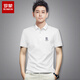 
ROMON high-end men's summer double R corsage polo shirt short-sleeved T-shirt black slim-fit trendy versatile top lapel short sleeve 22#xsx9209 black M