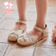 Fuluo Mi Girls Sandals Summer Little Girls Chinese Style Embroidered Hanfu Shoes Soft Sole Baotou Princess Shoes Qianxing 29