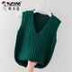Woodpecker vest wool sweater trendy spring autumn winter loose sweater women's inner layer sleeveless vest vest burgundy high quality no pilling XL recommended 110-130Jin Jin equals 0.5 kg