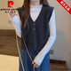 Pierre Cardin cardigan sweater vest women's sweater shirt layering autumn and winter 2024 new inner layer early autumn sweater vest oatmeal color S recommended 80-100