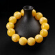 Huangben natural Russian material white flower beeswax round bead bracelet chicken fat yellow amber single circle bracelet for boyfriend and girlfriend best friend diy 12mm white demon flower bracelet one item one certificate