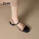 ZHR Loafers Women's Retro French Splicing Mary Jane Shoes Women's Fashionable and versatile single shoes Women Y686 Apricot 37
