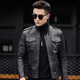 Playboy Leather Jacket Men's New 2025 Haining Autumn Short Motorcycle Slim Stand Collar Korean Style Leather Jacket Black - Single Leather L -115-125Jin Jin is equal to 0.5 kg