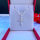 Wenying 999 sterling silver necklace women's clavicle chain new cross pure silver jewelry pendant Valentine's Day gift for girlfriend Cross pendant + new chain 999 pure silver (1)