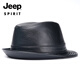 JEEP SPIRIT genuine leather top hat men's retro casual British jazz hat middle-aged and elderly father's hat cowhide beach hat old man hat dark brown medium size XL (57-58cm) adjustable