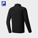 FILA official men's knitted long-sleeved top 2025 winter new fitness sports plus velvet basic long T dark black-BK L 175/96A/L